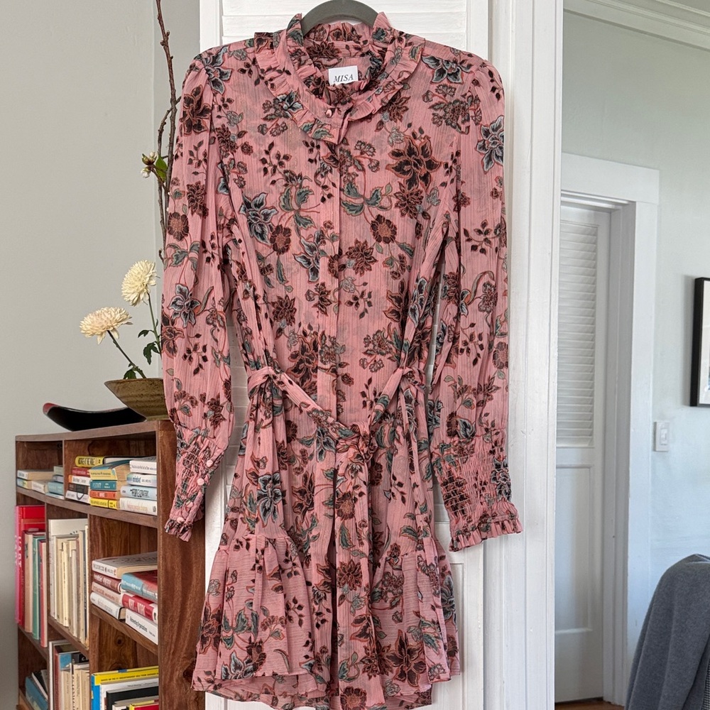 Misa Los Angeles Pink Floral Long Sleeve Dress